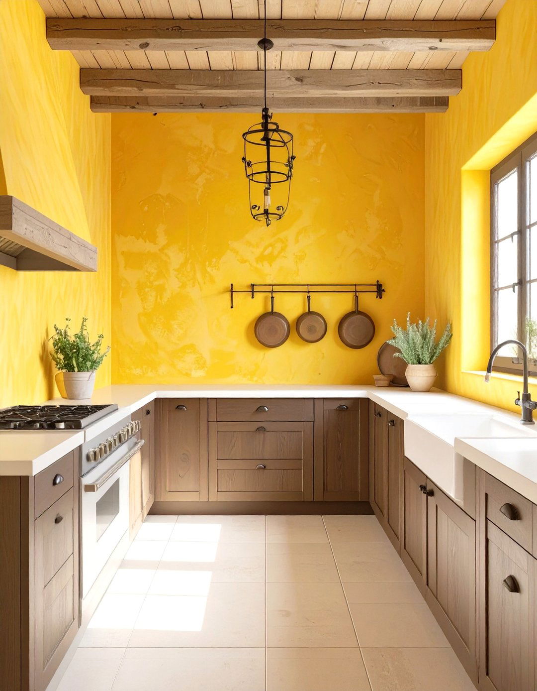Tuscan Yellow Textured Walls - 30 yellow kitchen ideas