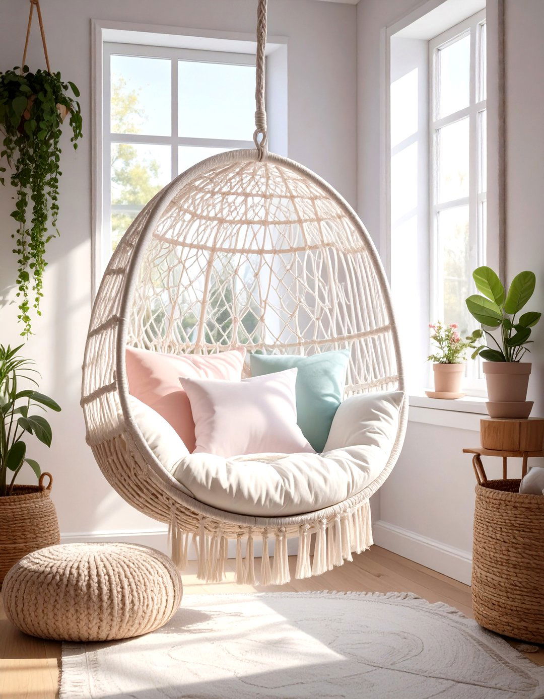 Tween Bedroom Featuring a Cozy Hanging Chair - 30 tween bedroom ideas