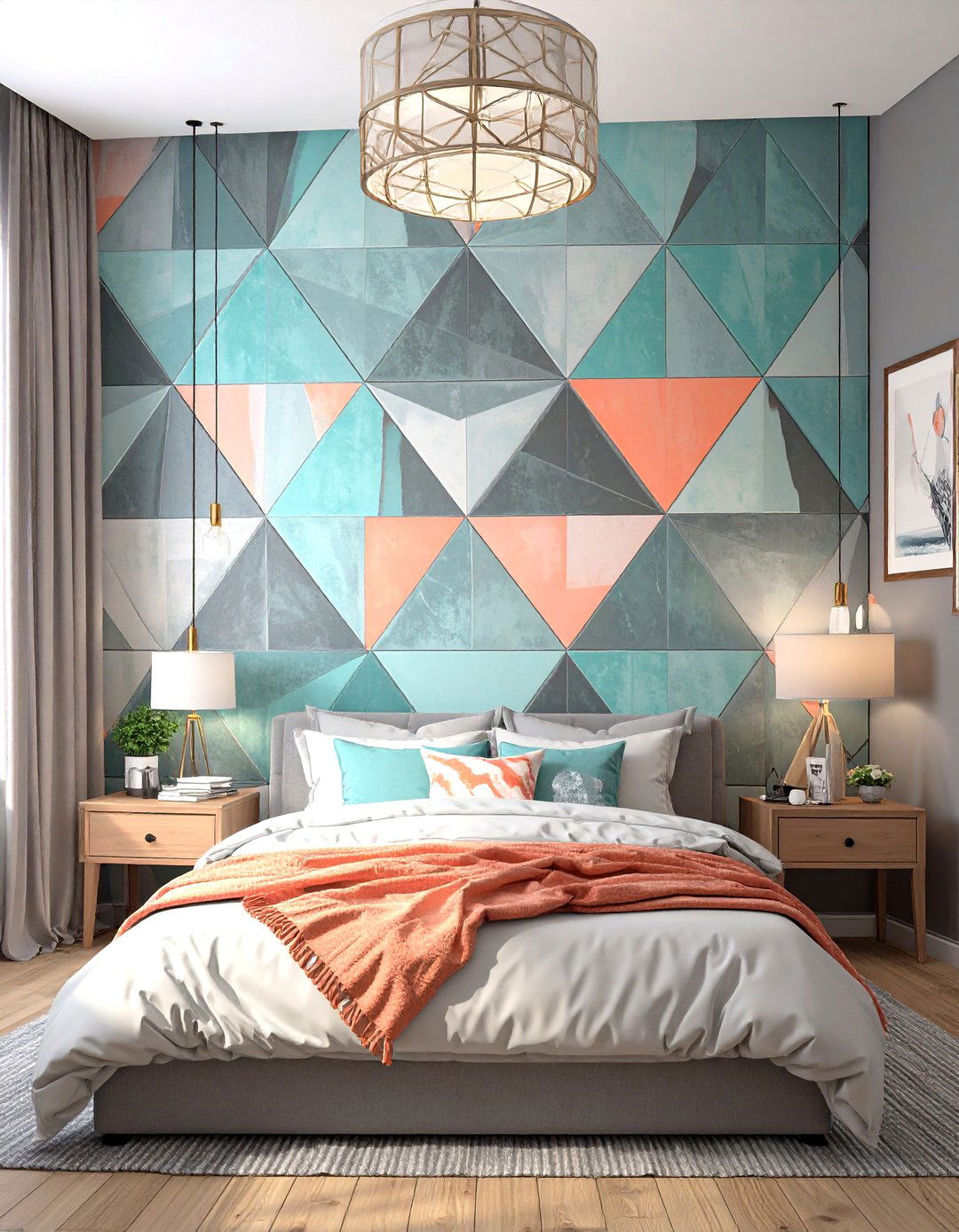 Tween Bedroom with a Bold Geometric Accent Wall - 30 tween bedroom ideas