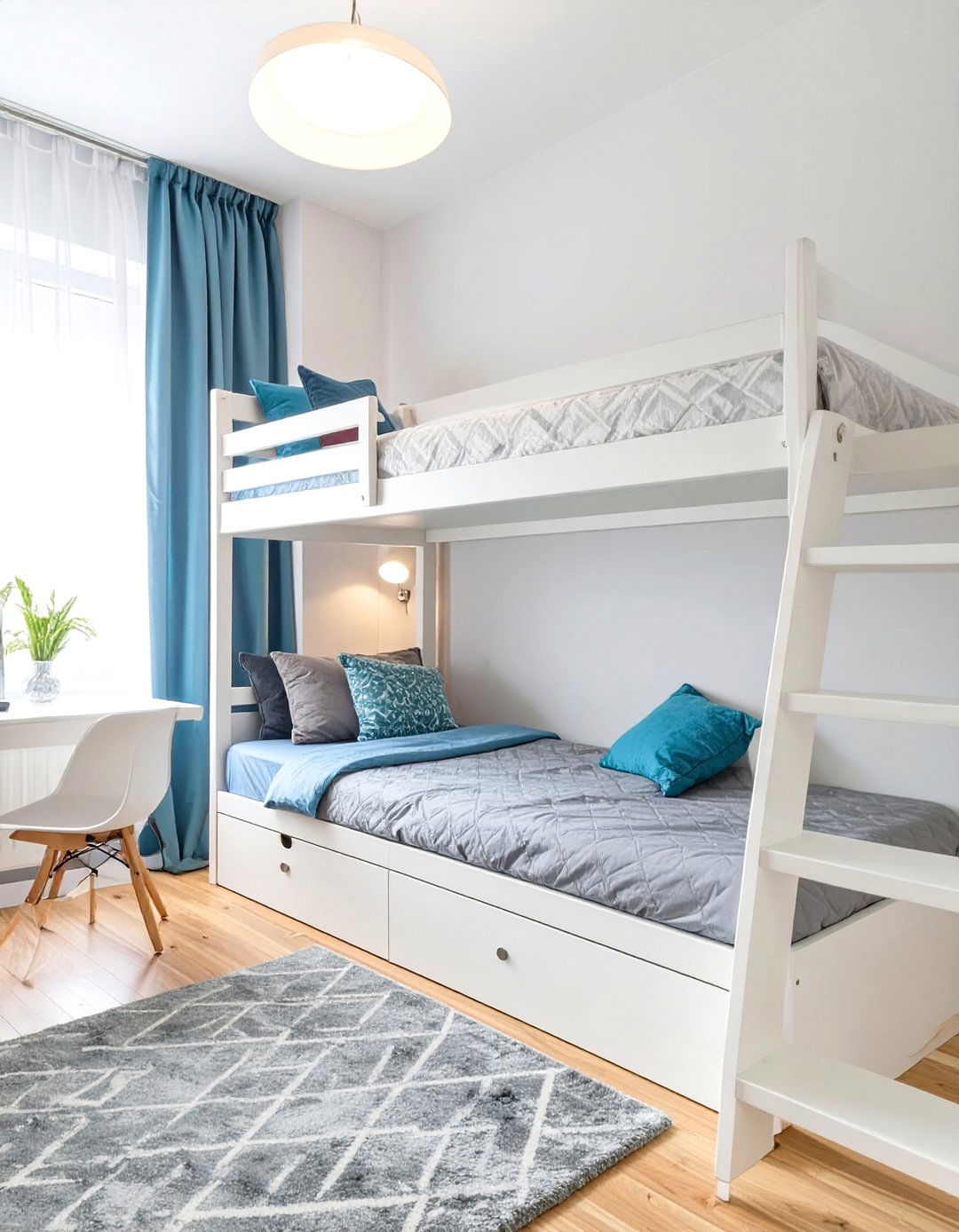 Tween Bedroom with a Loft Bed and Desk Combo - 30 tween bedroom ideas