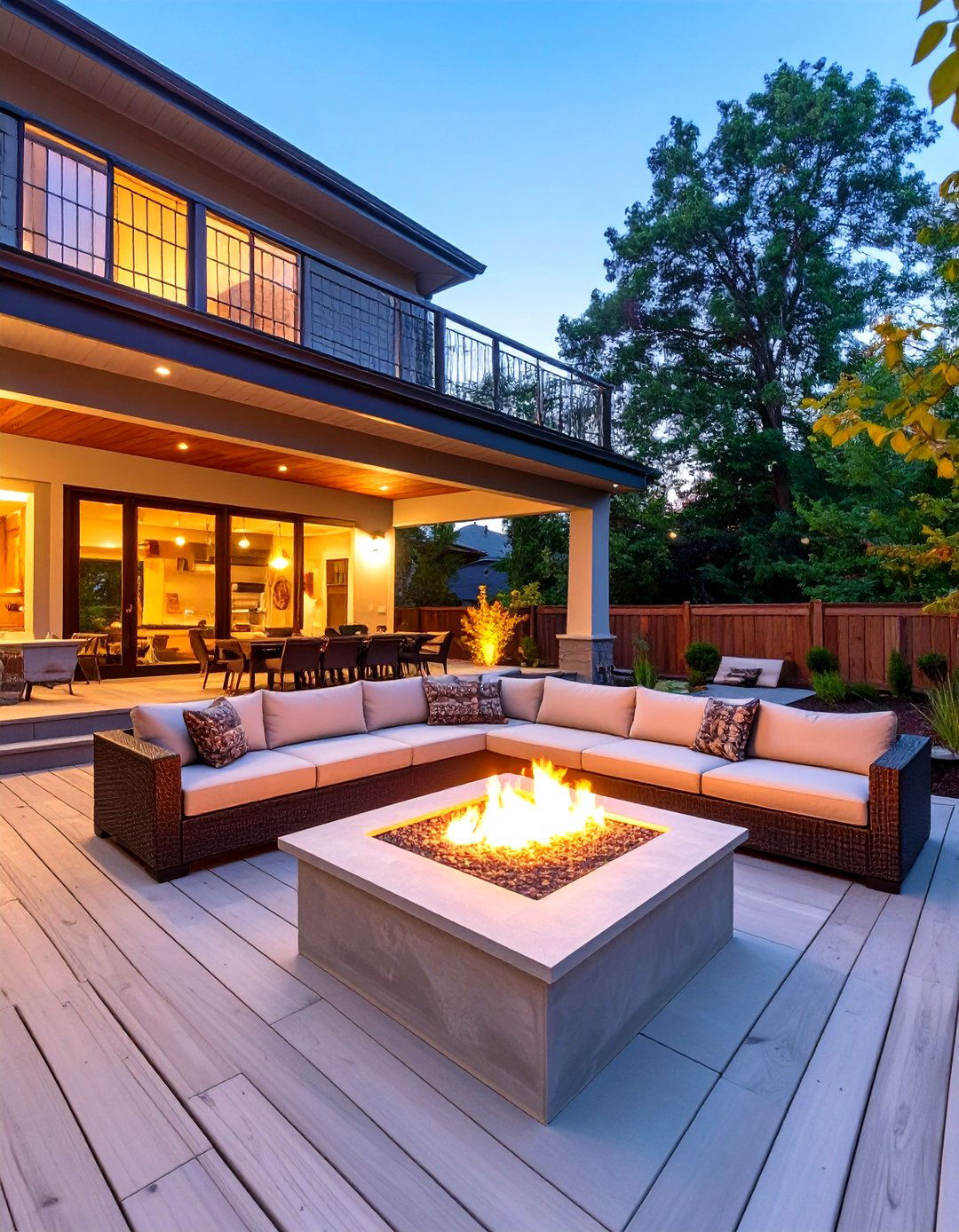 Two Level Deck with an Outdoor Fire Pit Area - 30 split level 2 level deck designs