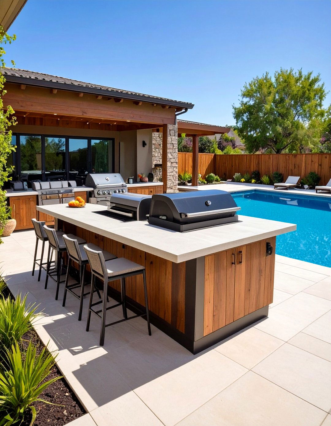 Two Tier Patio Grill and Bar Island - 30 patio grill ideas