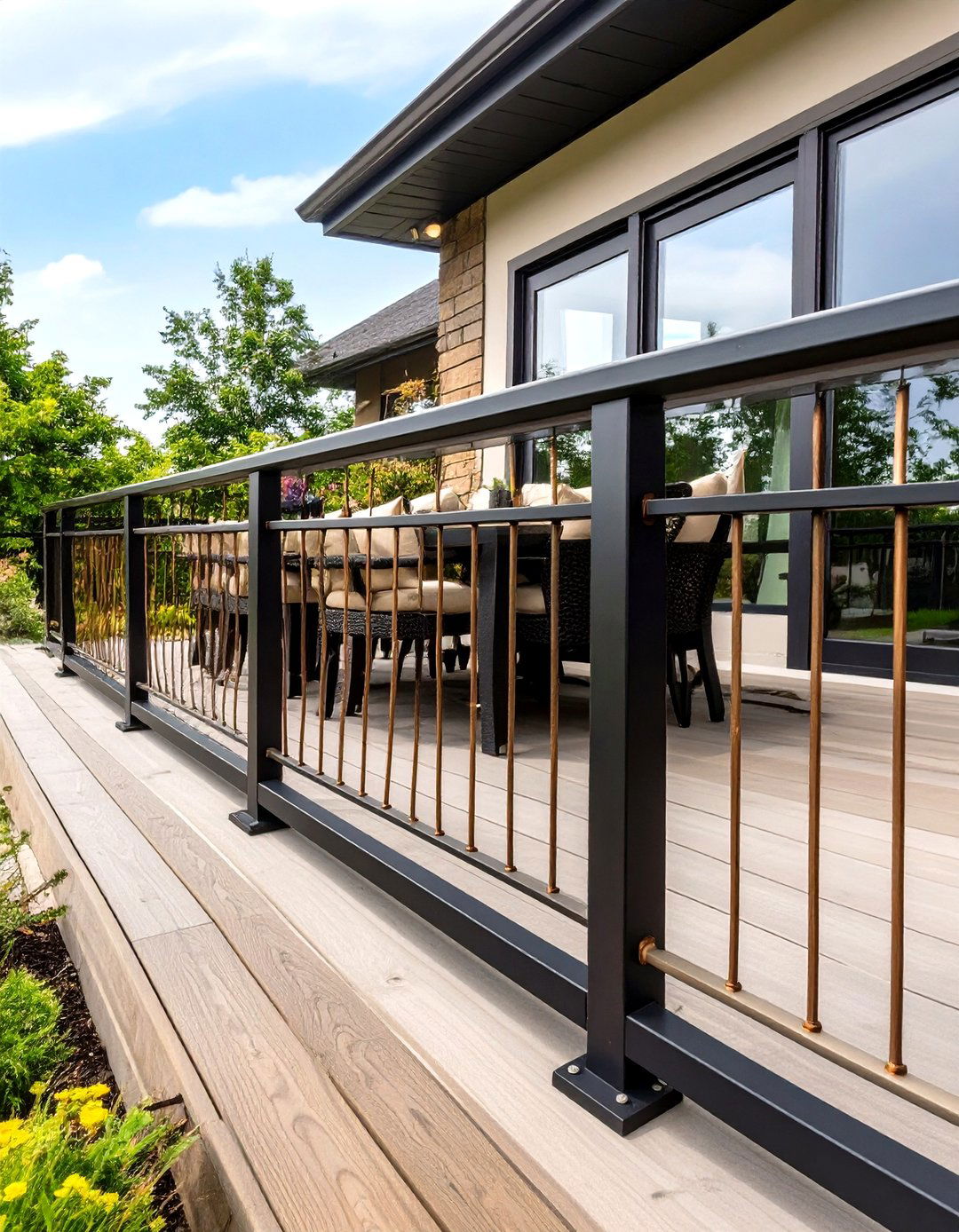 30 Durable Metal Deck Railing Ideas for Modern Patios - We Love Home Blog