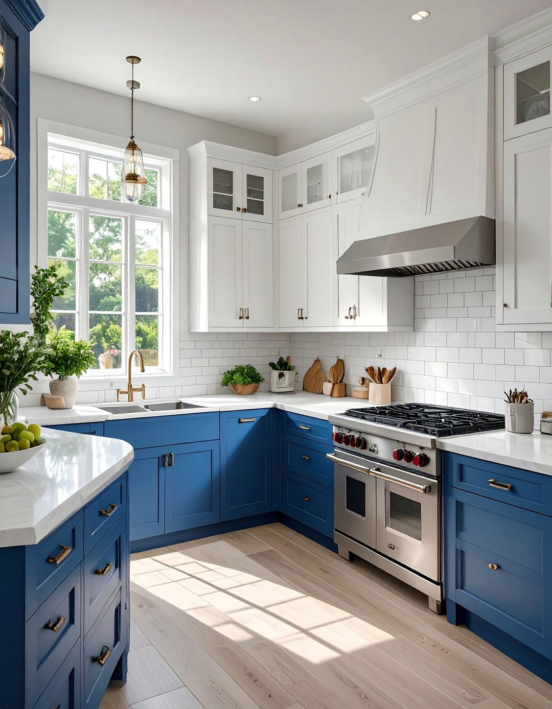 Two Tone Blue and White Kitchen - 30 colorful kitchen ideas