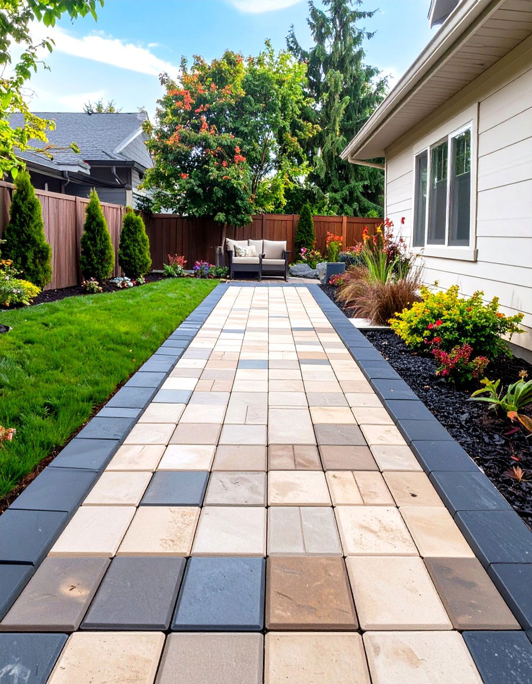 Two Tone Border Paver Patio - 30 simple paver patio ideas