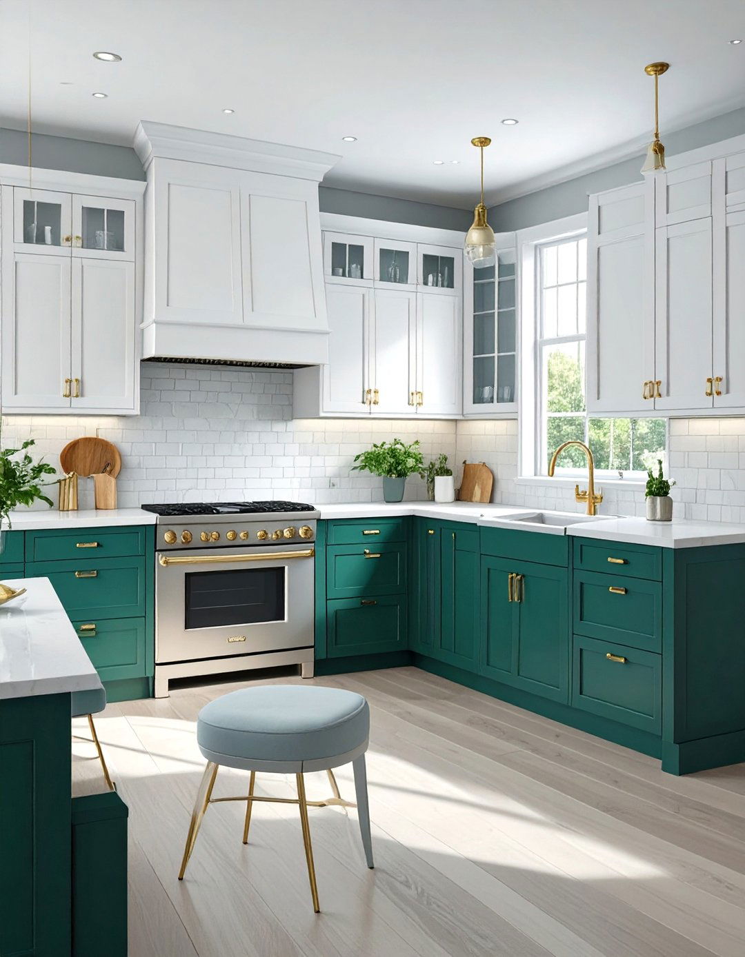 Two Tone Cabinetry in a U Shaped Layout - 30 u shaped kitchen designs