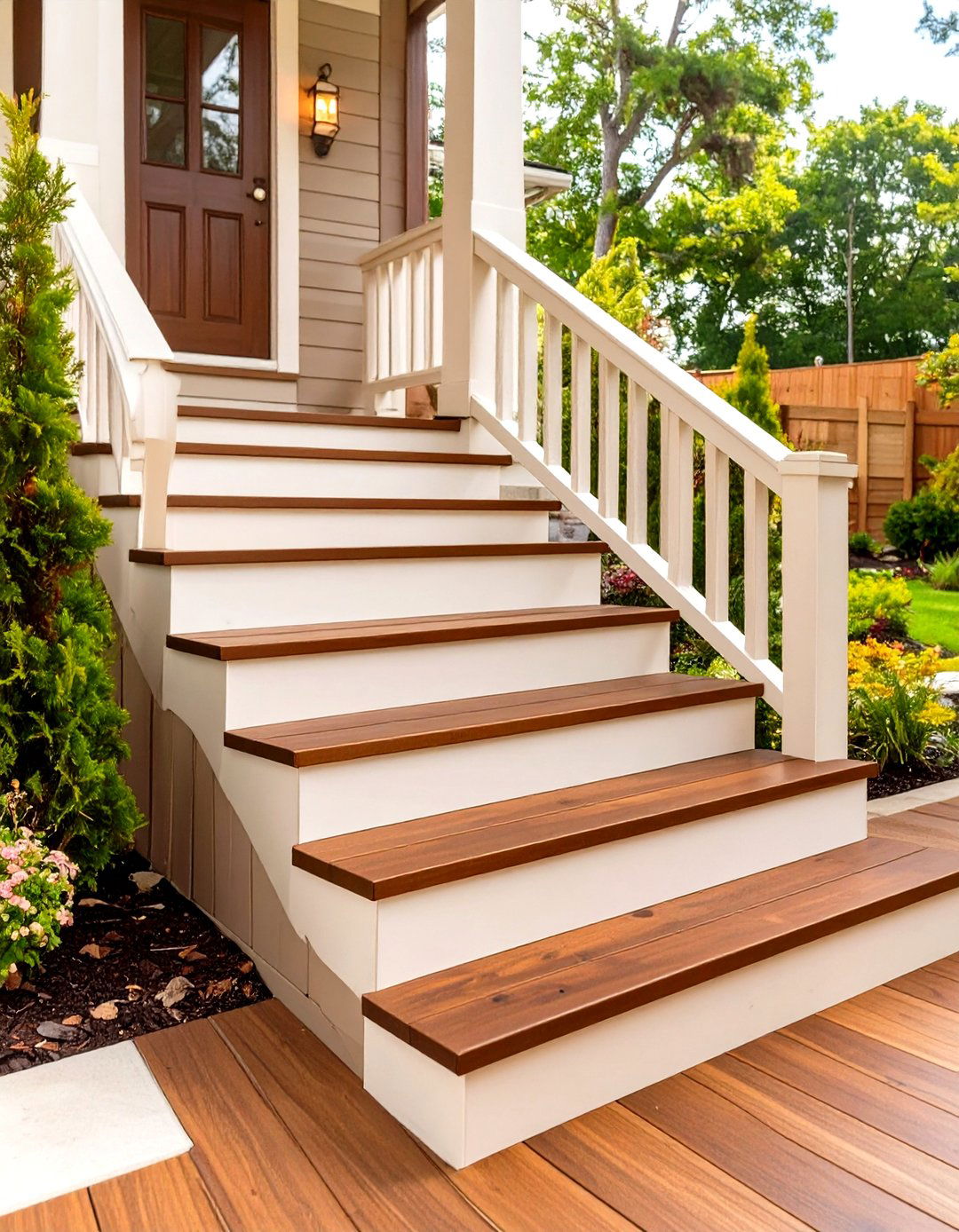 Two Tone Composite Outdoor Deck Steps - 30 outdoor deck steps ideas