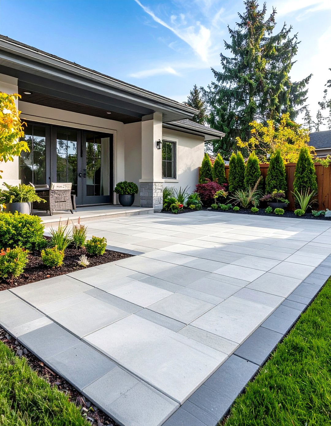 Two Tone Concrete Paver Design - 30 diy cheap patio paver ideas