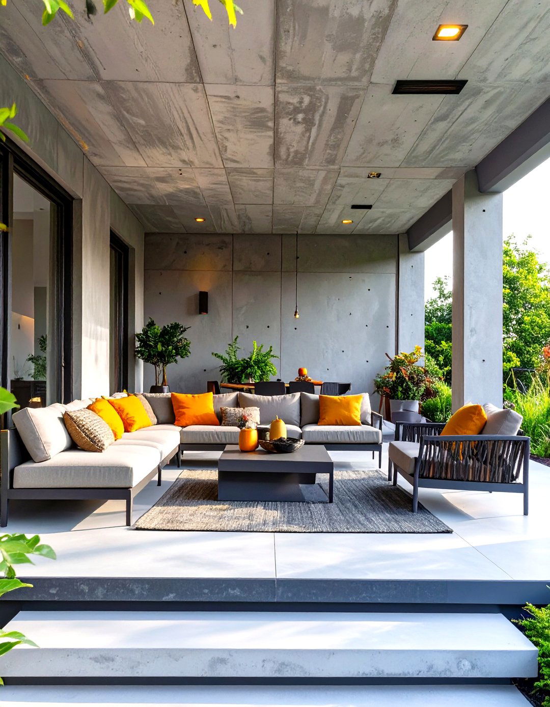 Two Tone Concrete Porch Design - 30 concrete porch ideas