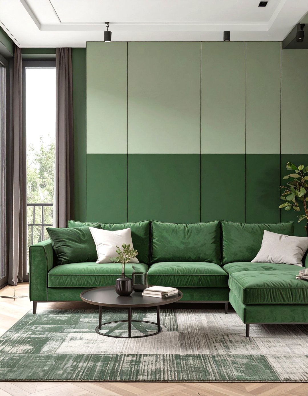 Two Tone Green Living Room Walls - 30 green living room ideas