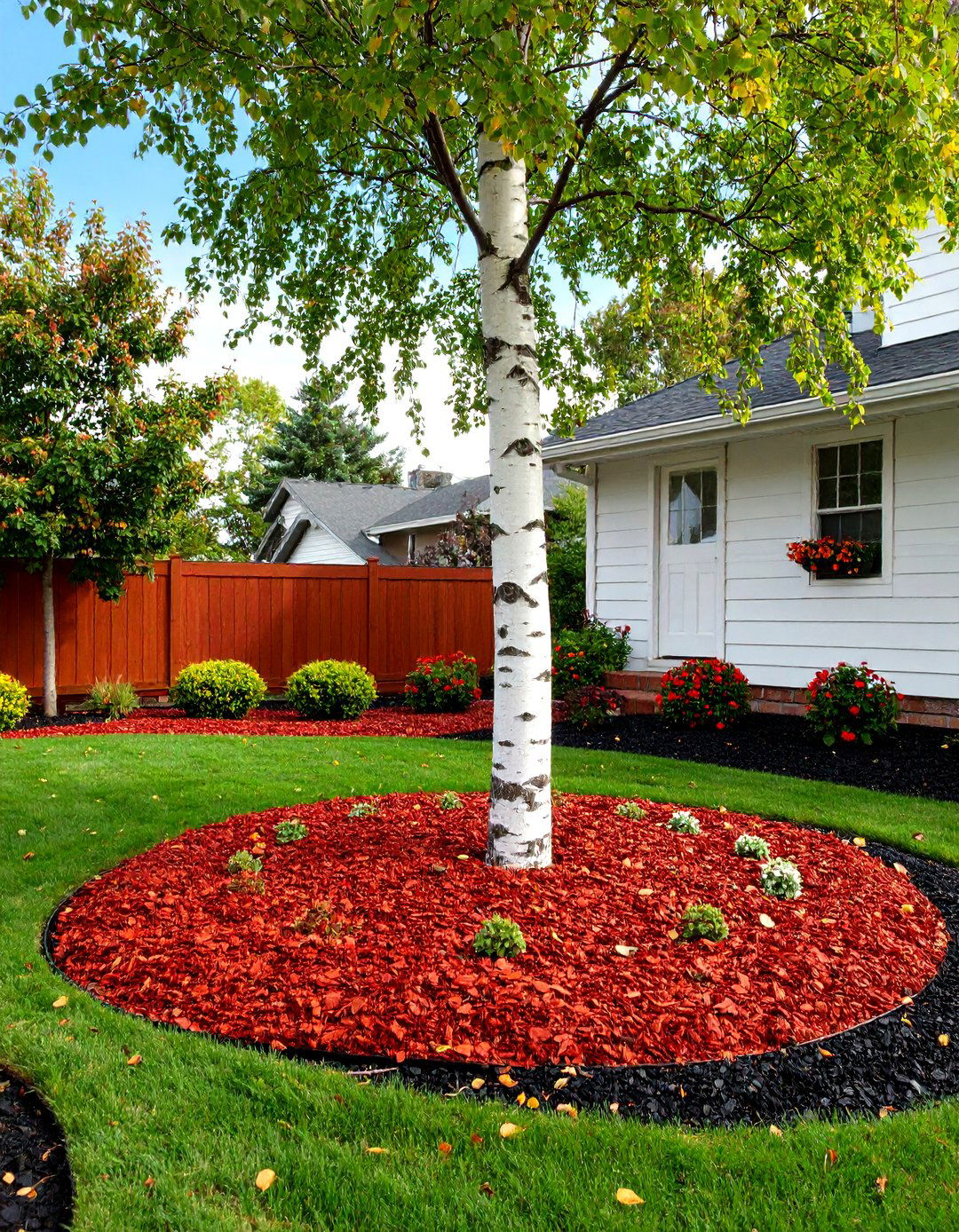 Two Tone Mulch Landscaping - 30 front yard mulch ideas
