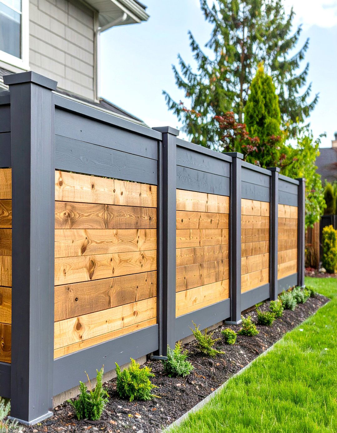 Two Tone Painted Wood Fence - 30 small front yard fence ideas