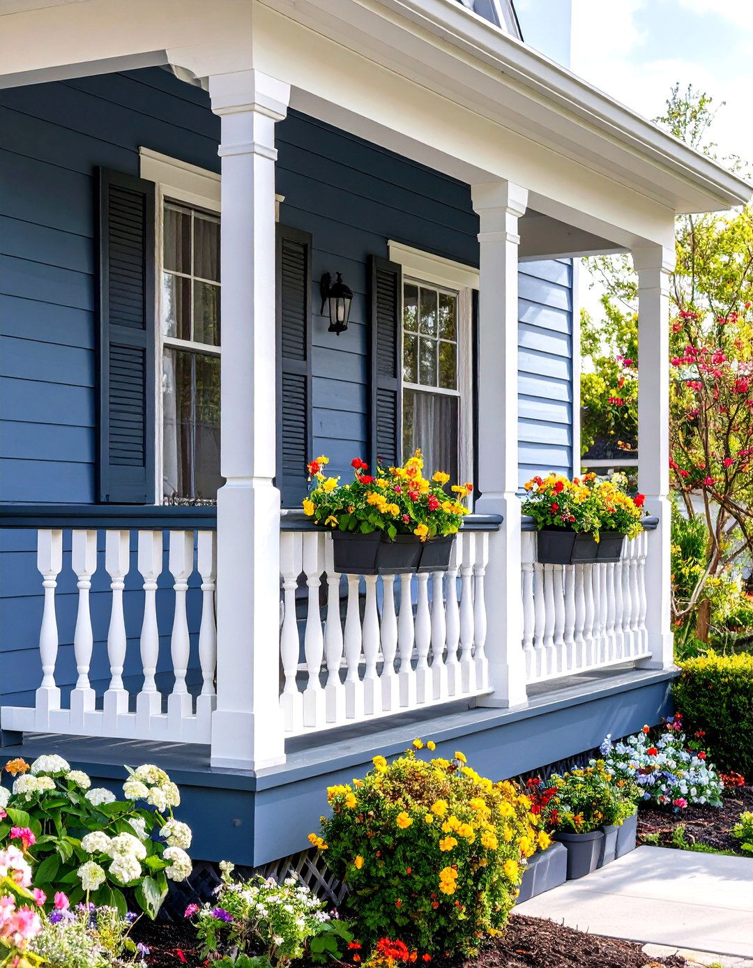 Two Tone Painted Wood Porch Railing - 30 porch railing ideas pictures