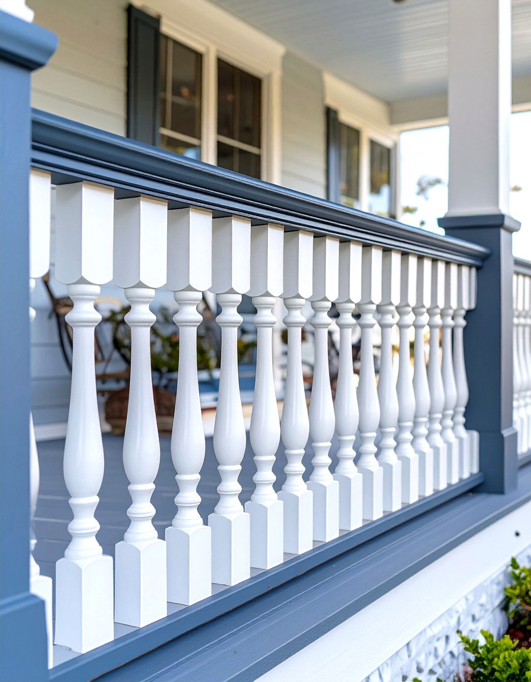 Two Tone Painted Wood Railing - 30 wood front porch railing ideas