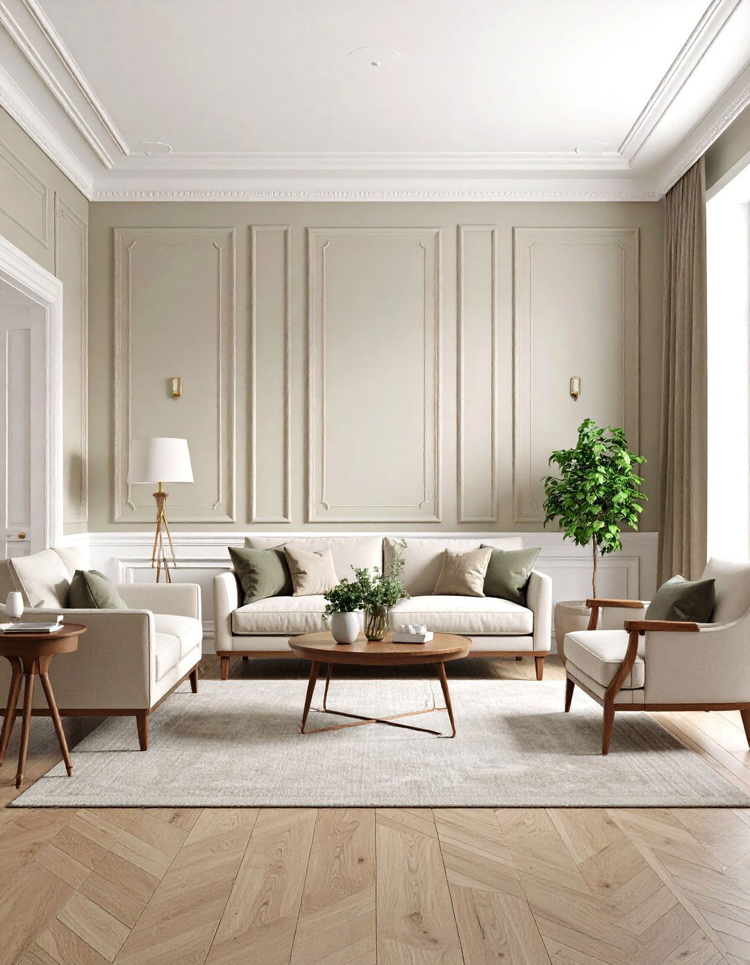 Two Tone Picture Frame Wainscoting - 30 living room wainscoting ideas