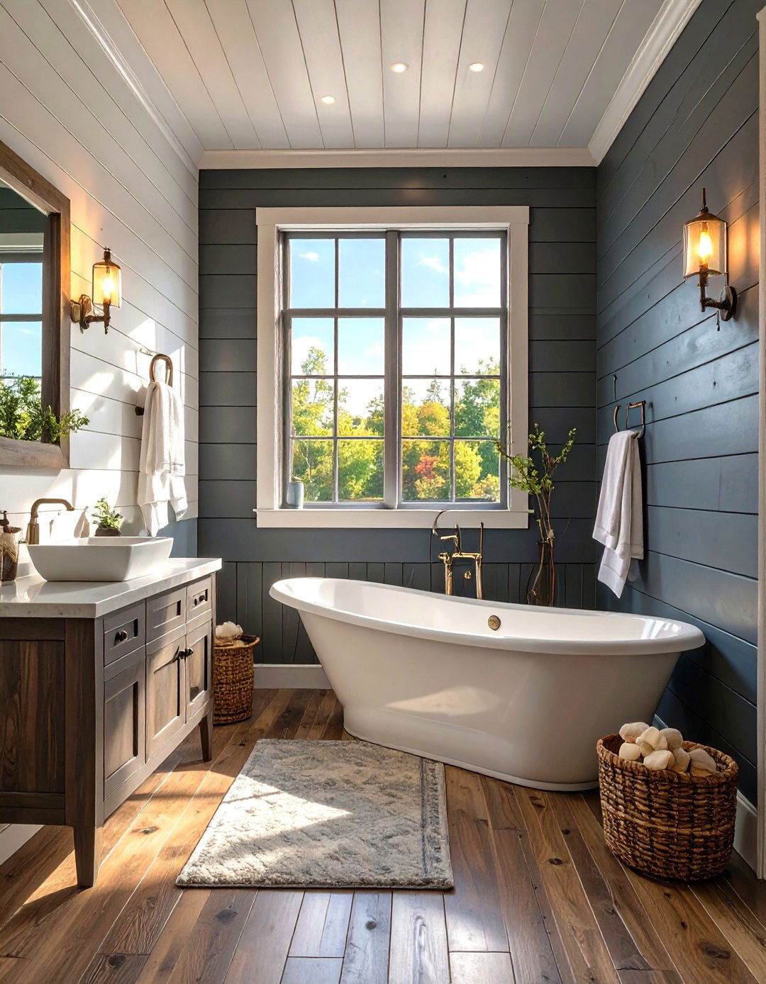 Two Tone Shiplap Bathroom Walls - 30 shiplap bathroom ideas