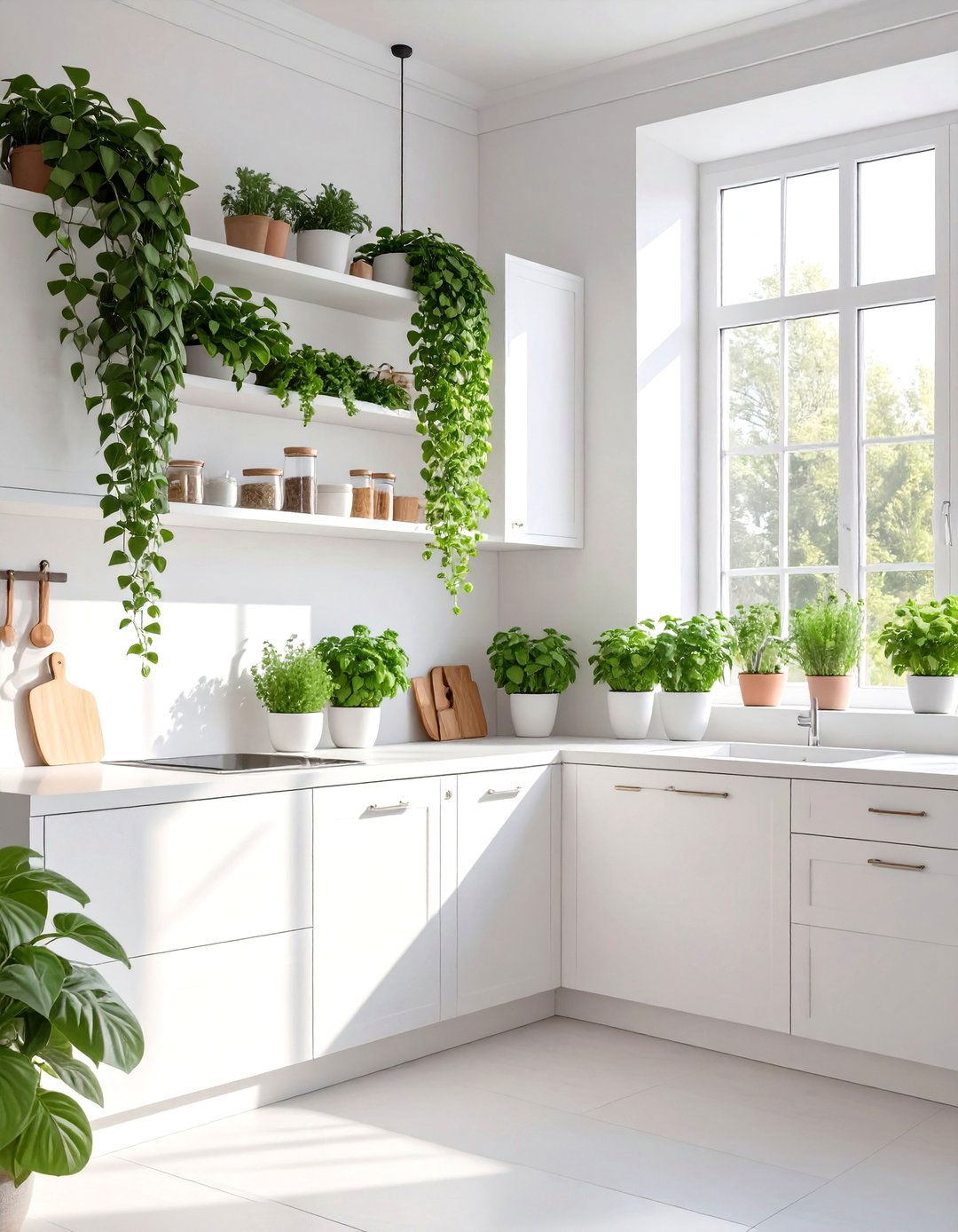 U Shaped Kitchen Incorporating Indoor Plants - 30 u shaped kitchen designs