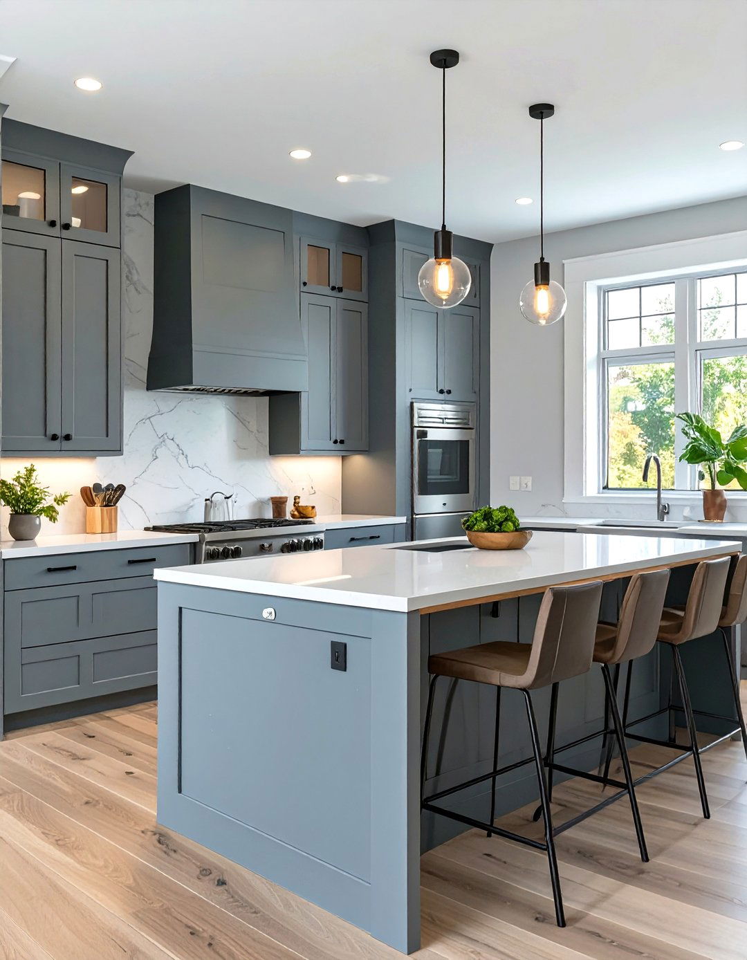 U Shaped Kitchen with Contrasting Countertop Materials - 30 u shaped kitchen designs
