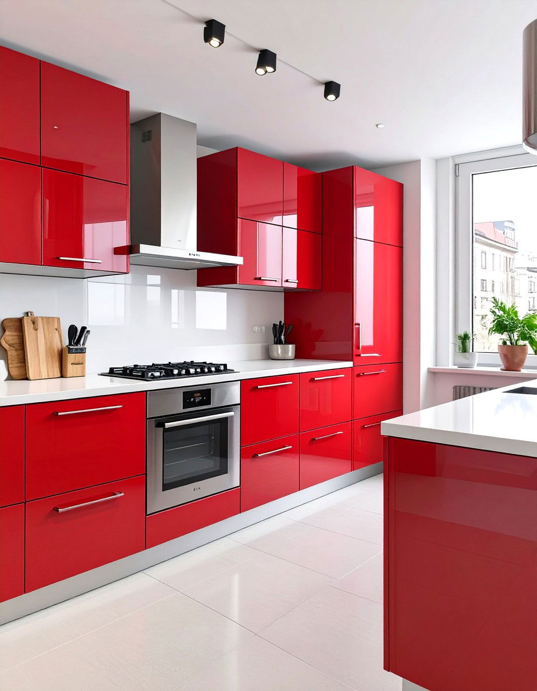 U Shaped Kitchen with High Gloss Lacquer Cabinets - 30 u shaped kitchen designs