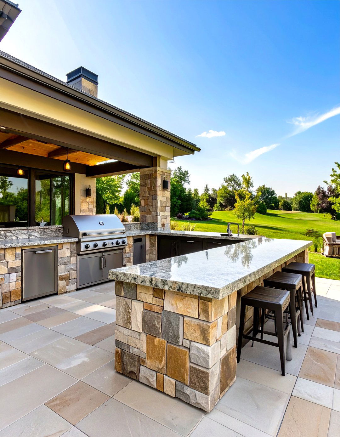U Shaped Outdoor Kitchen for Maximum Counter Space - 30 outdoor bbq ideas