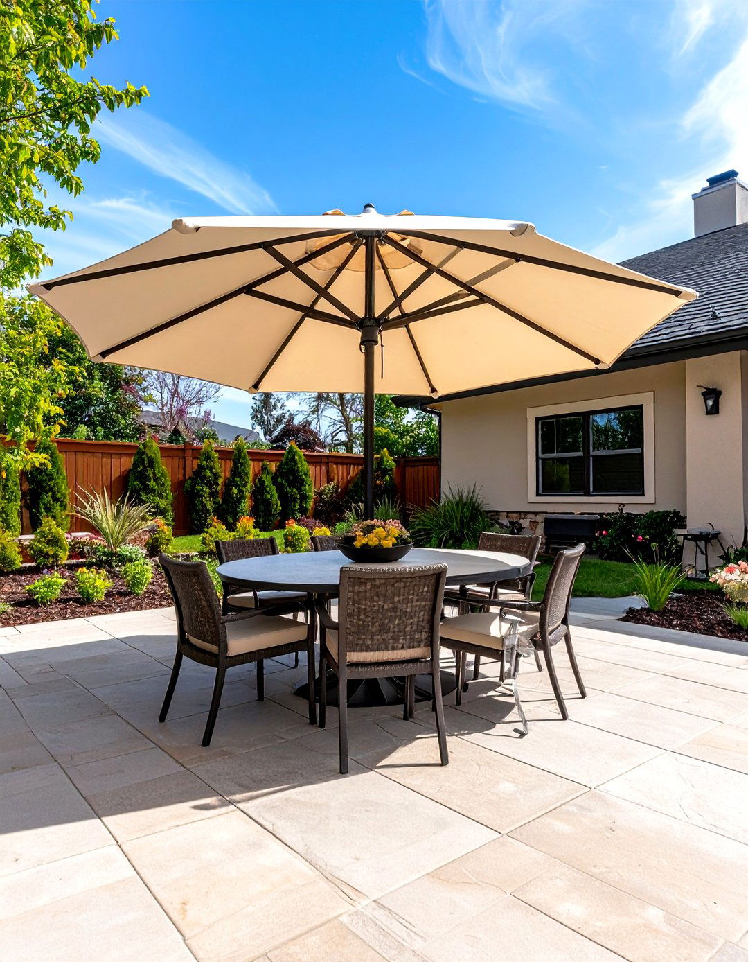 Umbrella Mounted LED Strips - 30 patio lights ideas