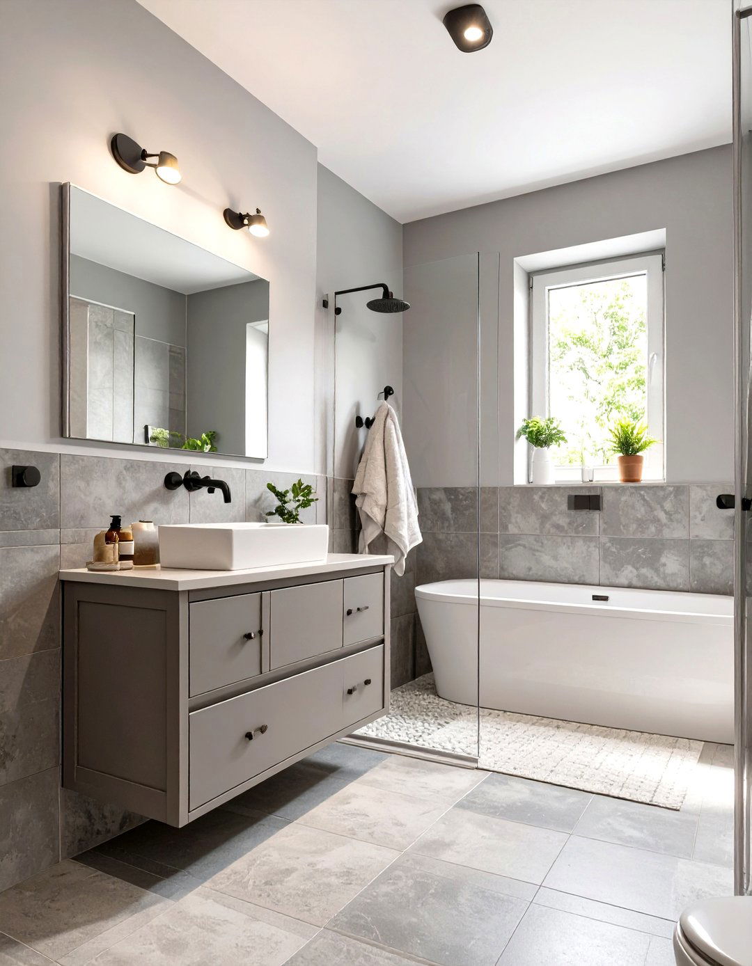 Unadorned Window Treatments - 30 scandinavian bathroom design ideas