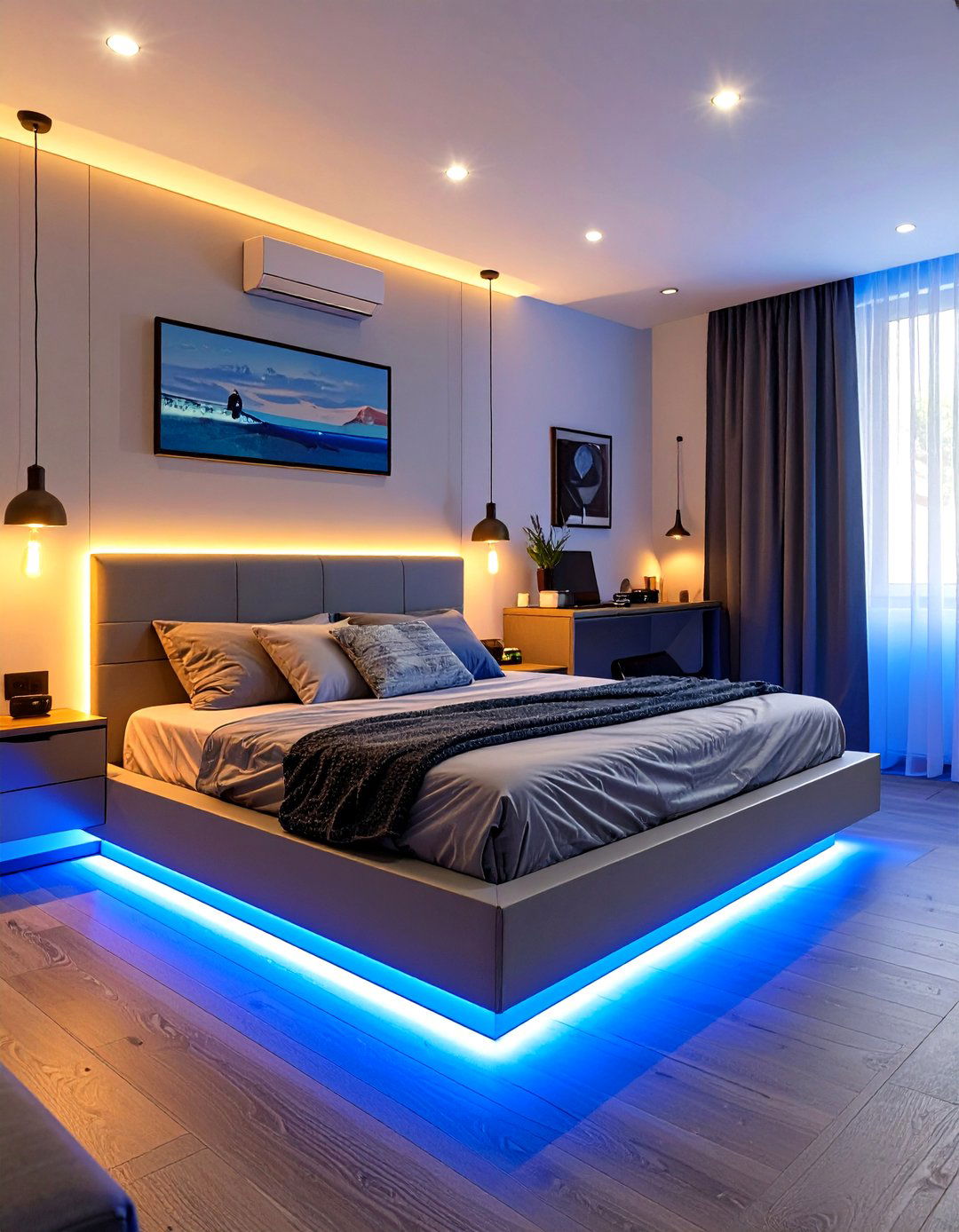 Under Bed LED Lighting for a Floating Effect - 30 teen room inspo ideas