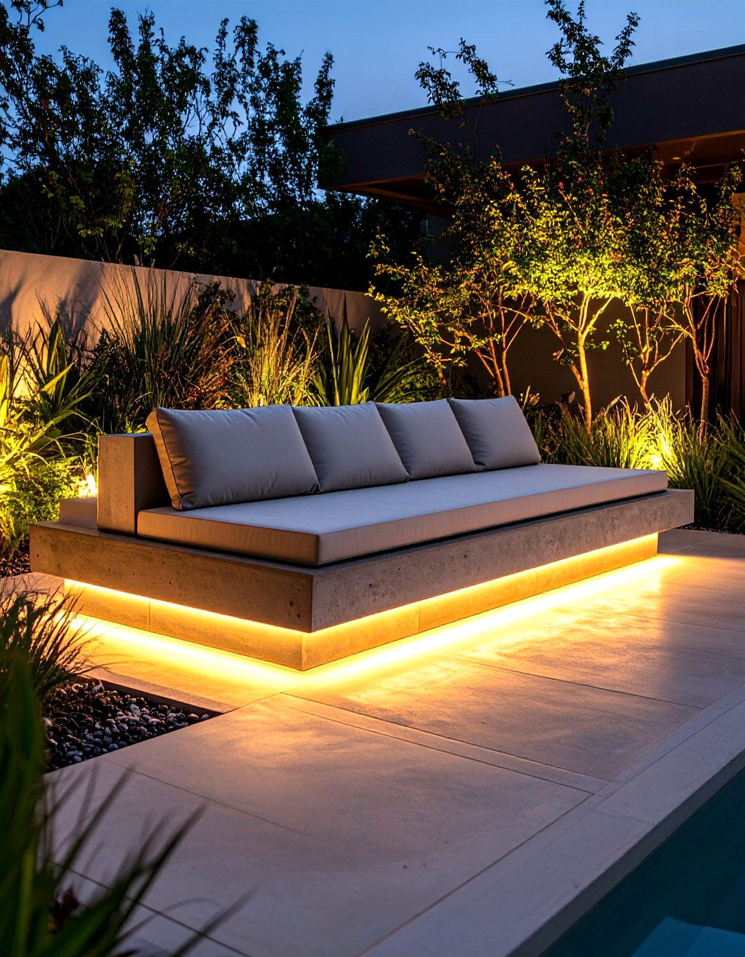 Under Bench Accent Lighting - 30 backyard lights ideas