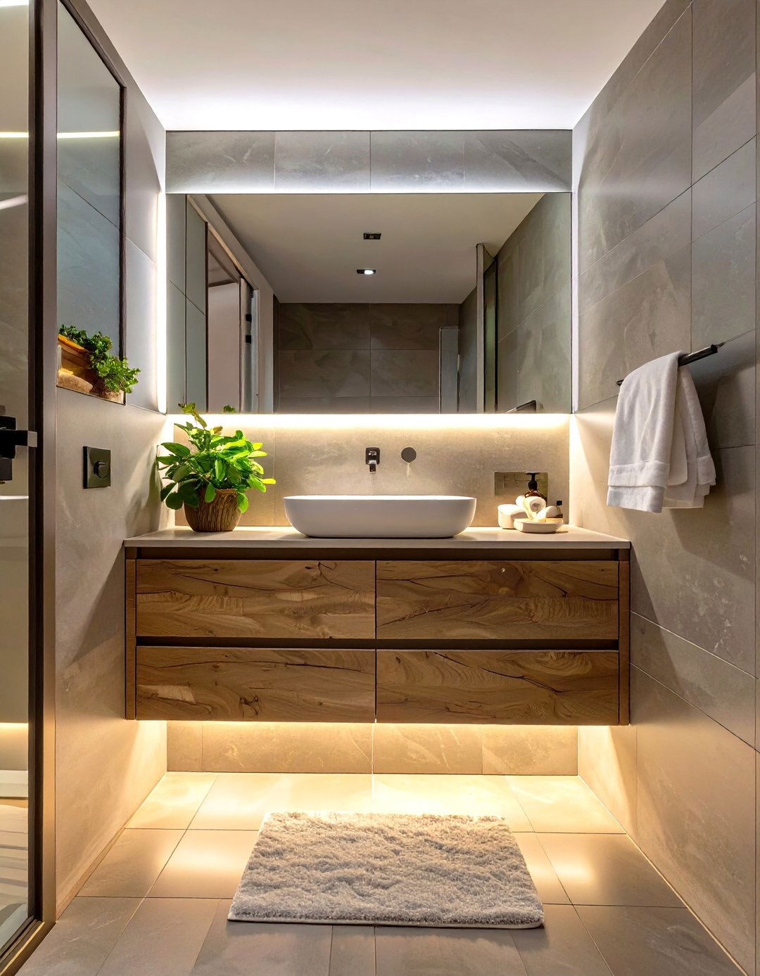 Under Cabinet LED Lighting - 30 small spa bathroom ideas