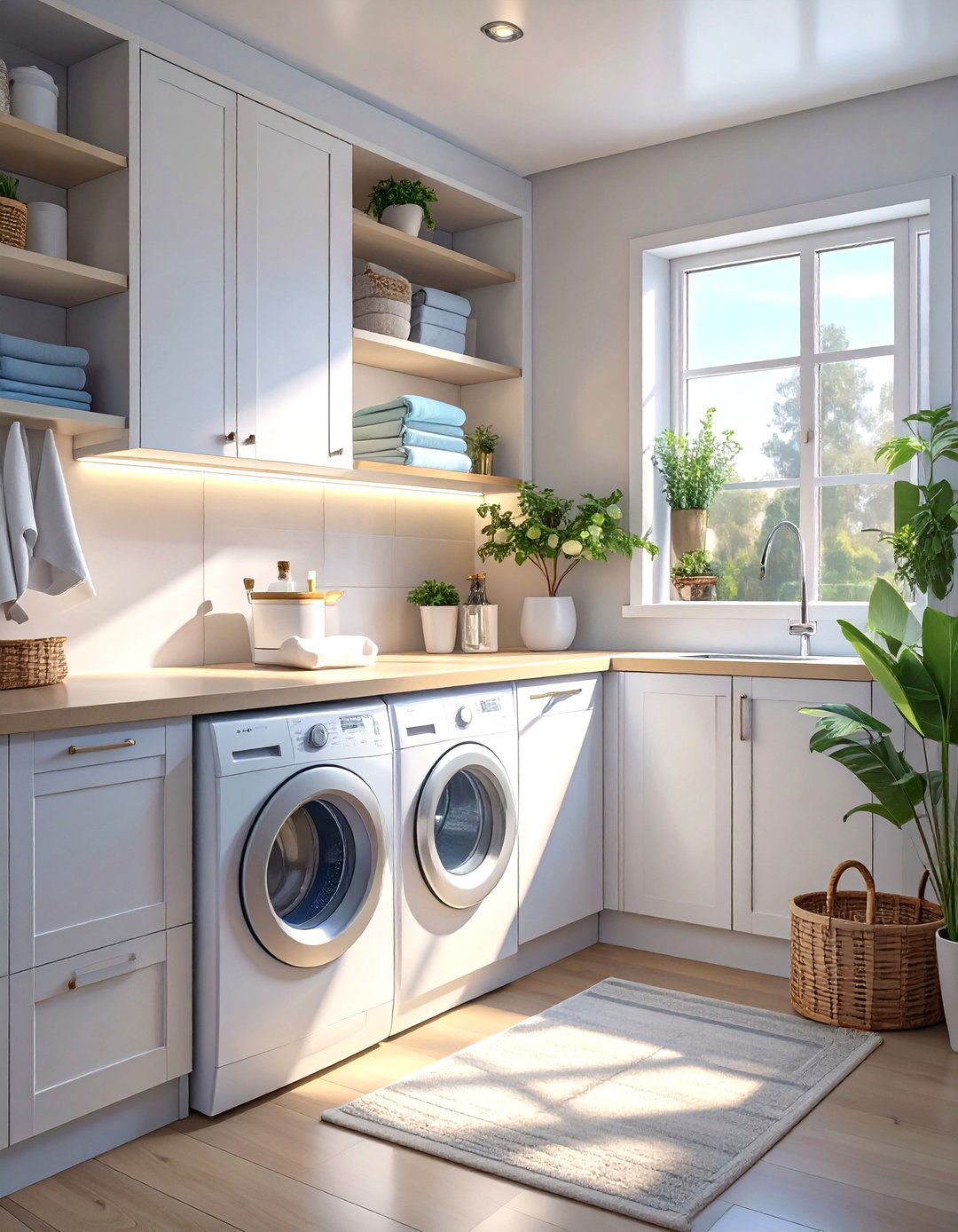 Under Cabinet LED Lighting - 30 utility room diy small laundry room ideas