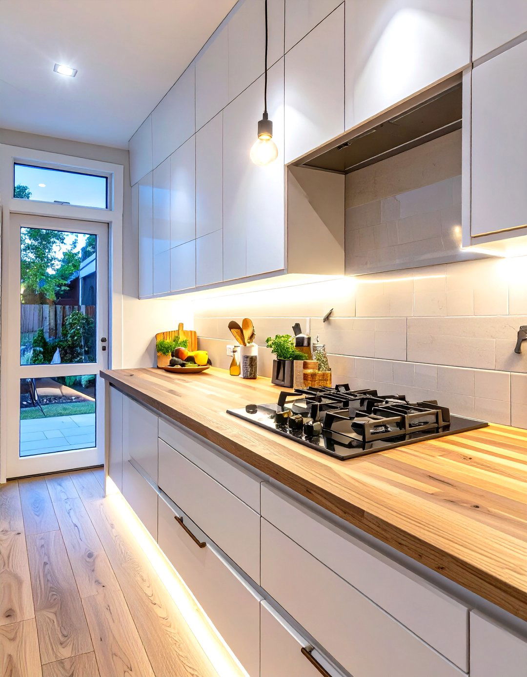 Under Cabinet LED Lighting Strips - 30 small galley kitchen ideas on a budget