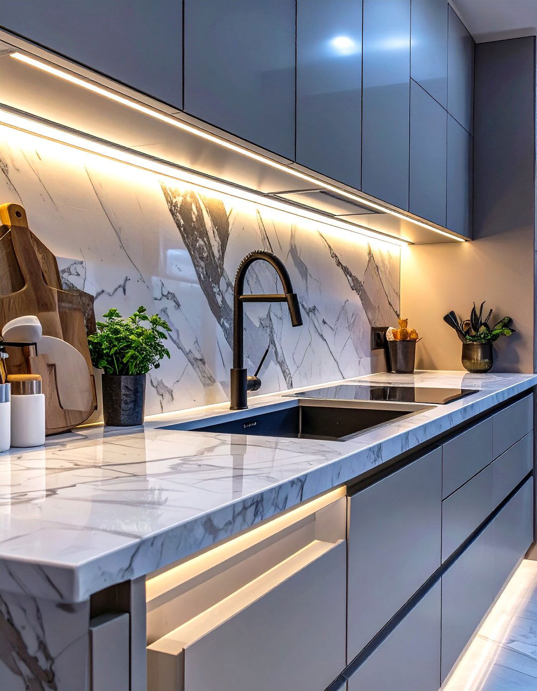 Under Cabinet LED Strip Lighting - 30 small open kitchen design ideas