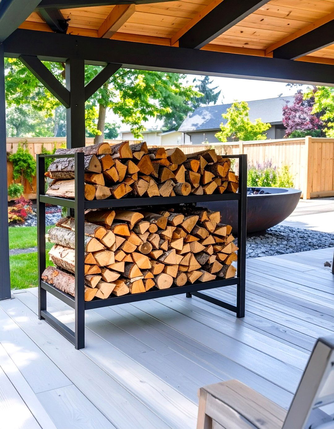 Under Deck Firewood Storage Rack - 30 under deck storage ideas