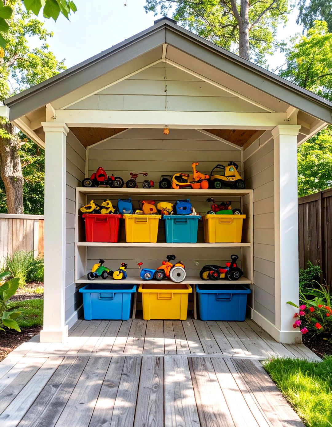 Under Deck Kids Outdoor Toy Garage - 30 under deck storage ideas