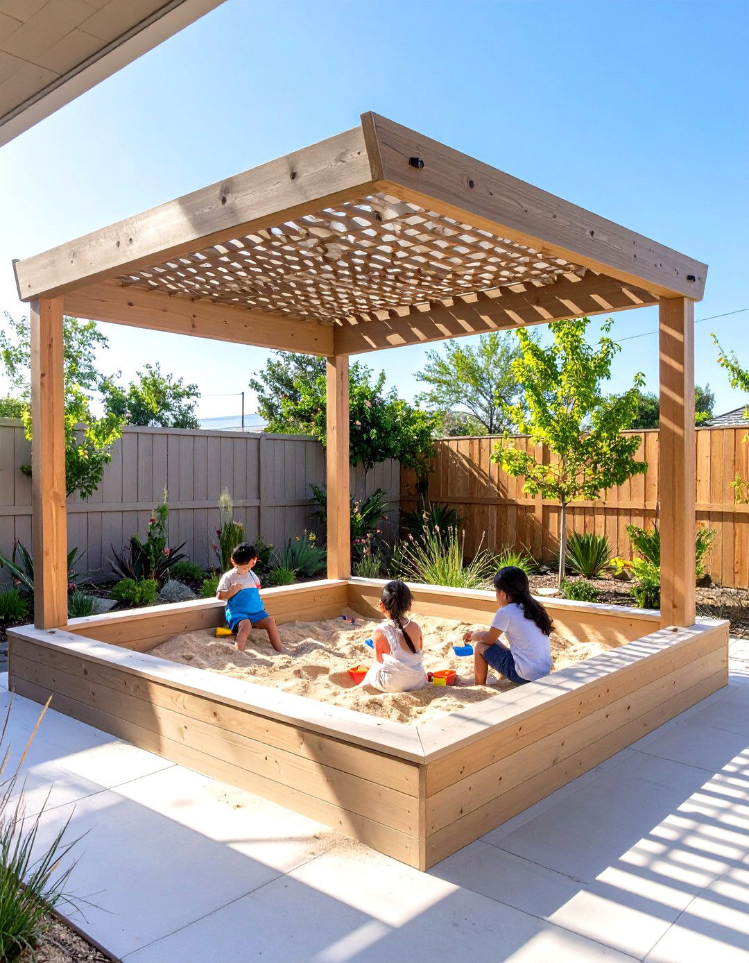 Under Deck Lattice with a Built in Sandbox - 30 under deck lattice ideas