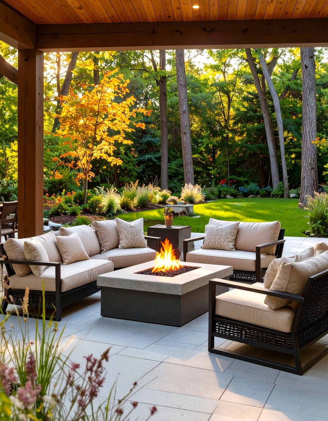 Under Deck Patio with a Cozy Fire Pit Area - 30 under deck patio ideas