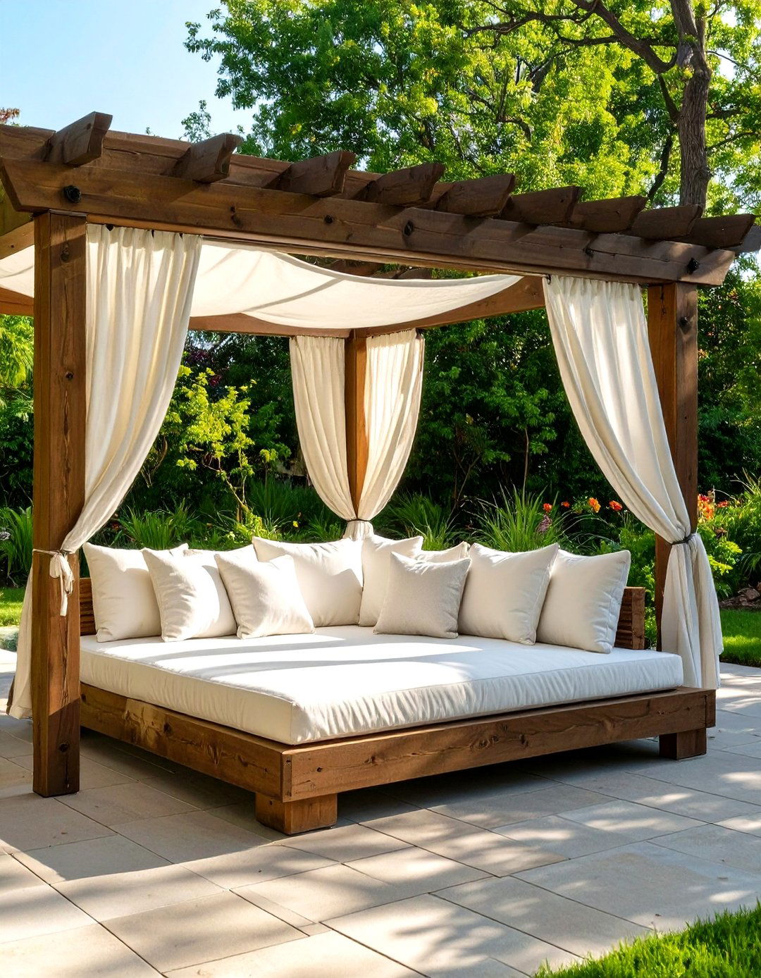 Under Deck Patio with a Daybed Lounge - 30 under deck patio ideas