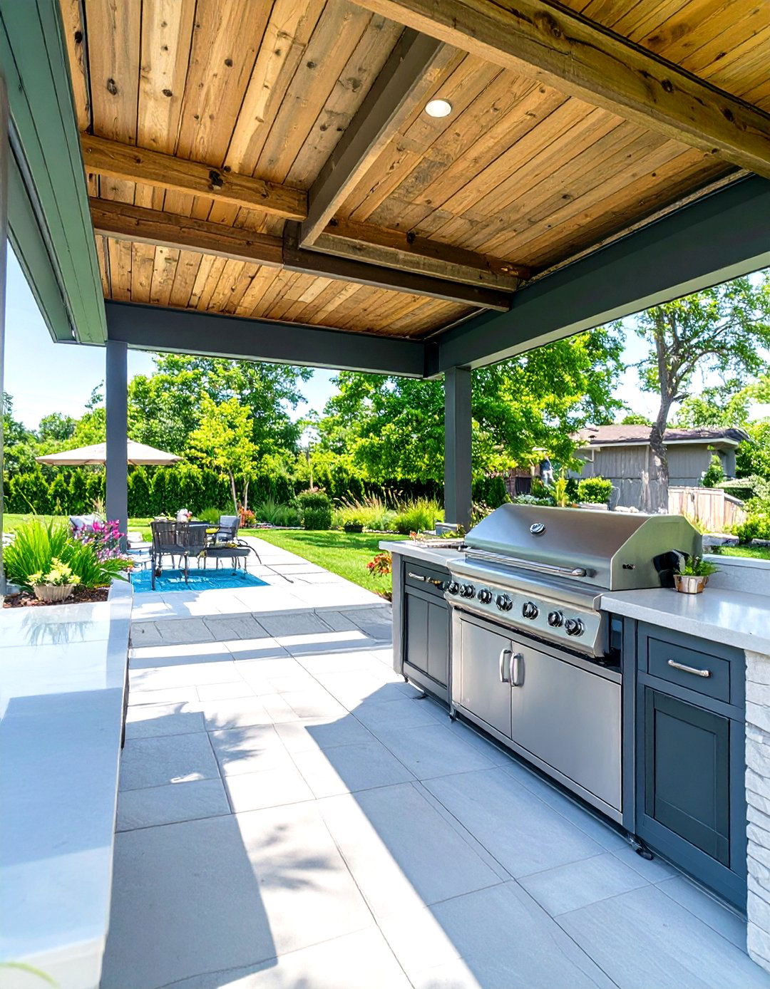 Under Deck Patio with a Grilling Station - 30 under deck patio ideas