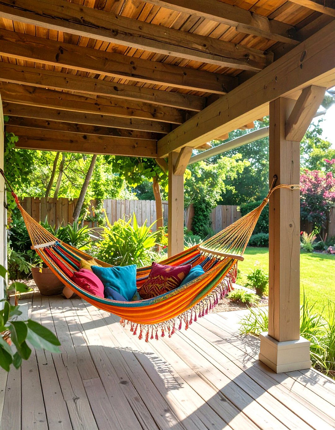 Under Deck Patio with a Hammock Nook - 30 under deck patio ideas