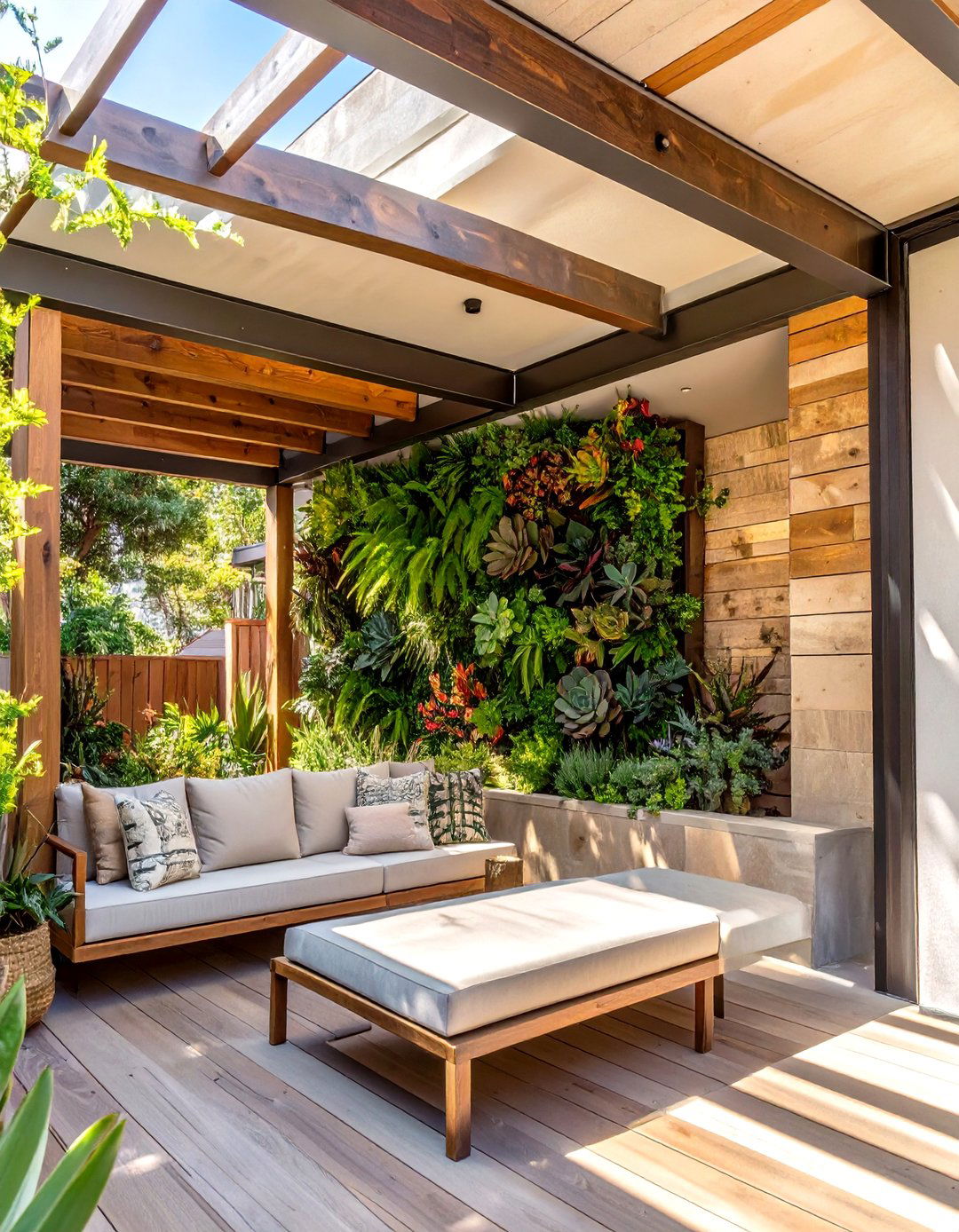Under Deck Patio with a Vertical Garden - 30 under deck patio ideas