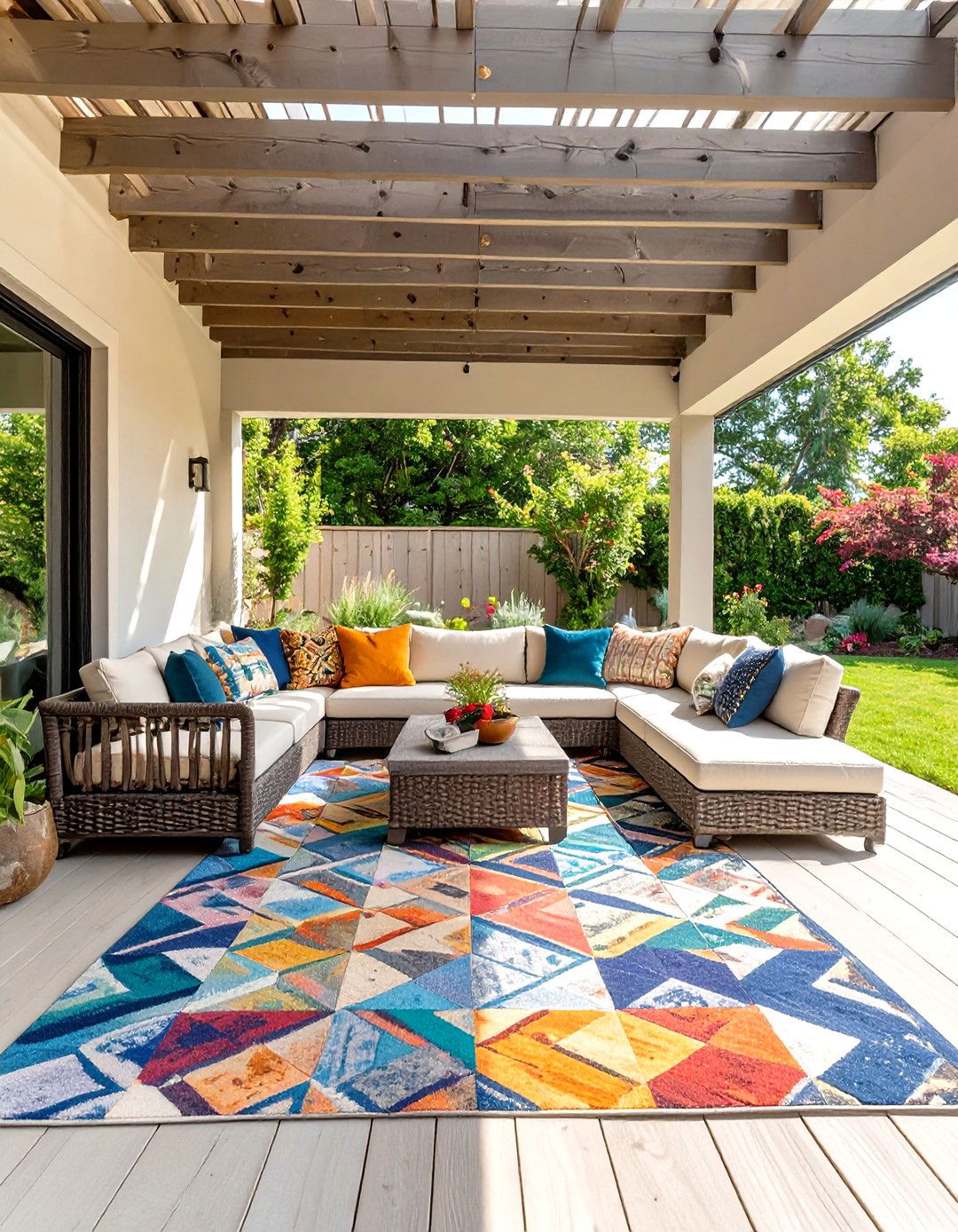 Under Deck Patio with an Outdoor Rug - 30 under deck patio ideas