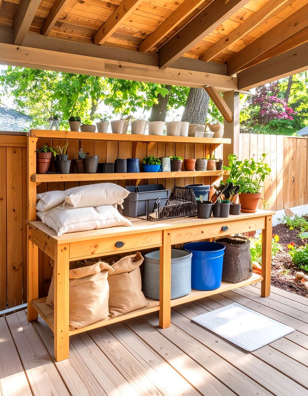 Under Deck Potting Bench Station - 30 under deck storage ideas