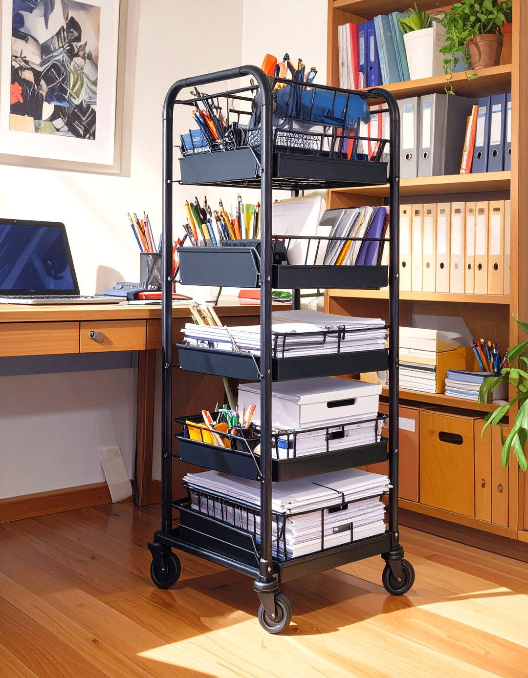 Under Desk Storage Cart - 30 small office decor ideas