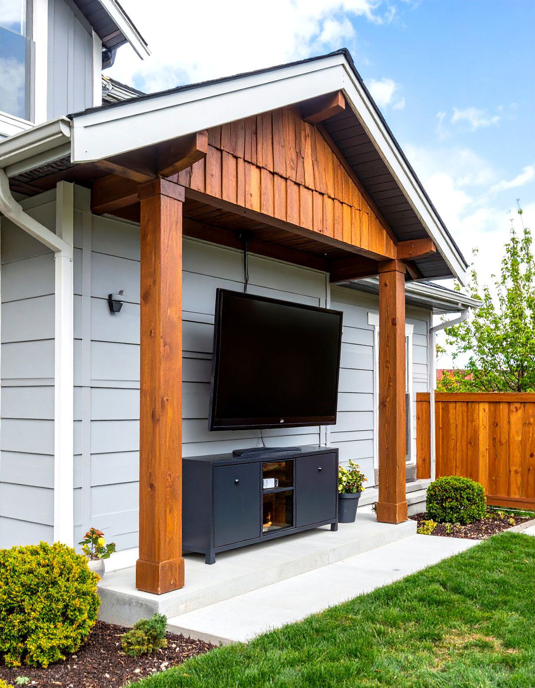 Under Eave Outdoor TV Mount - 30 outdoor tv mount ideas