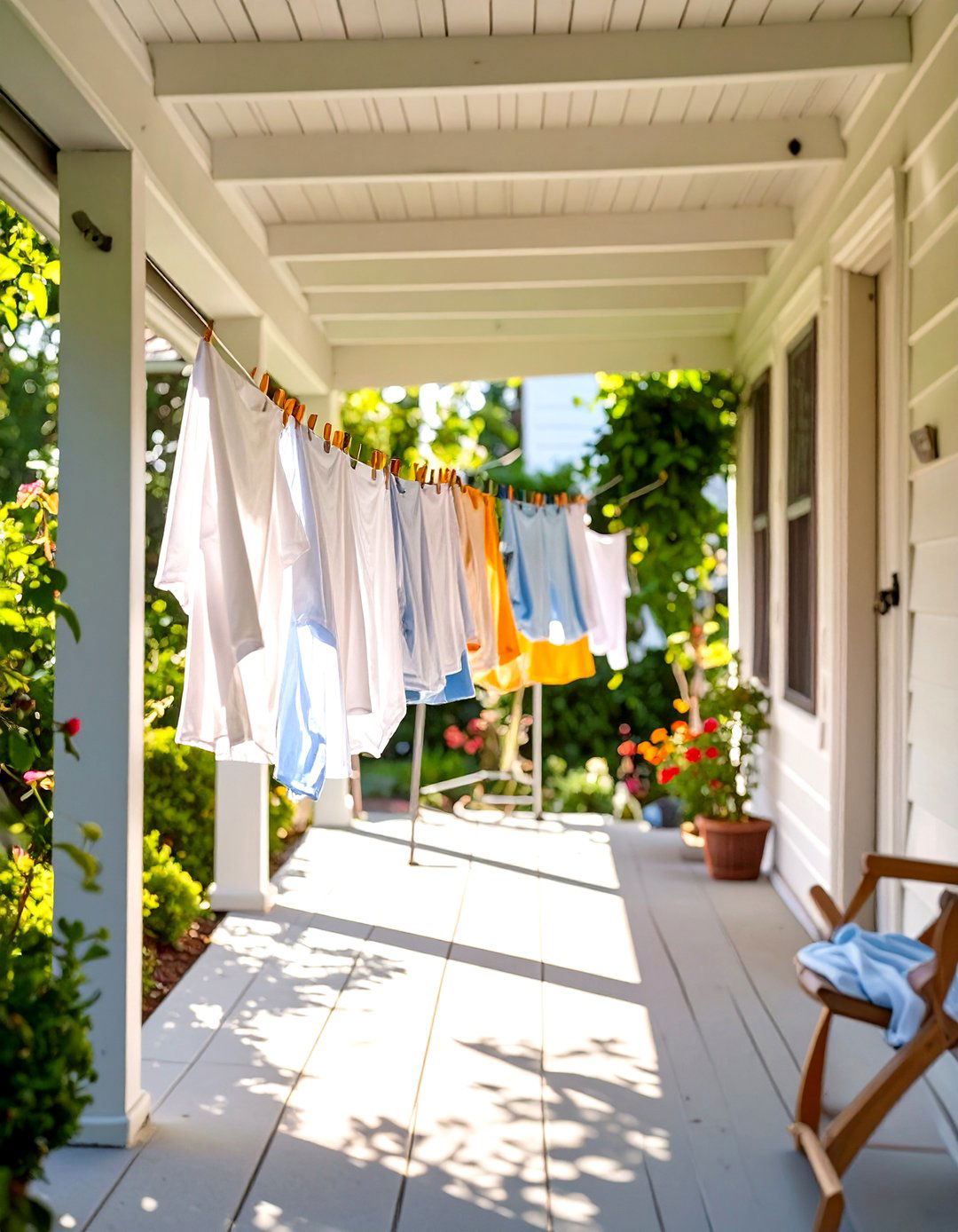Under Porch Laundry Drying Area - 30 under porch ideas