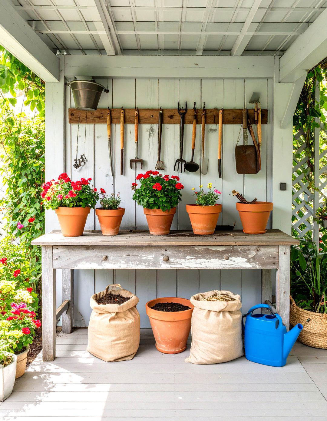 Under Porch Potting Shed Station - 30 under porch ideas
