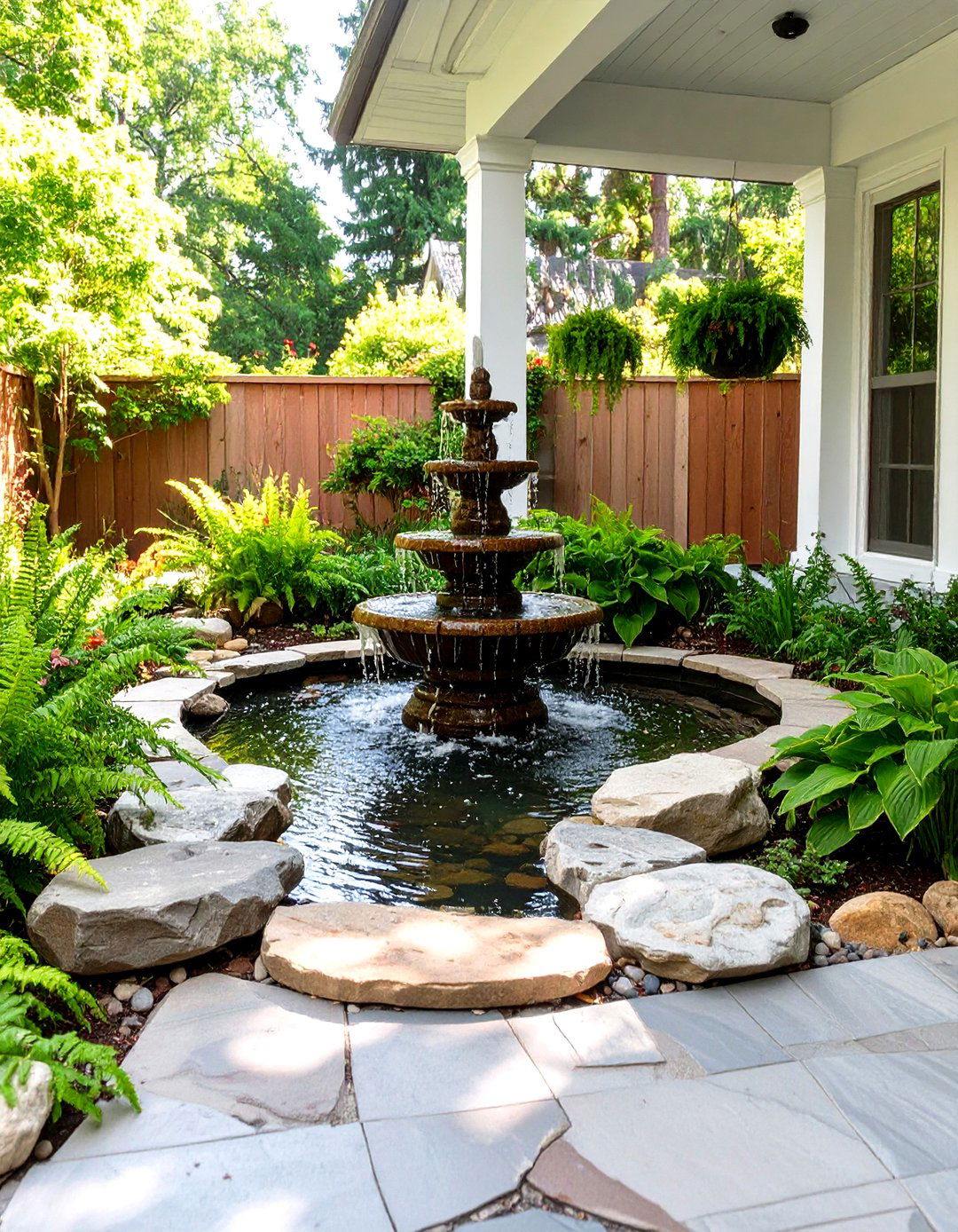 Under Porch Water Feature Garden - 30 under porch ideas