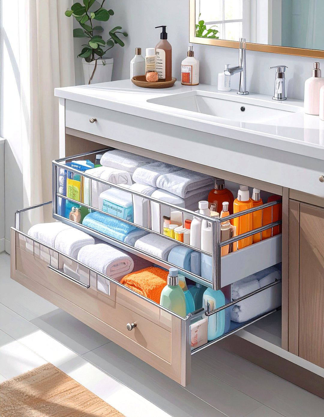 Under Sink Pull Out Drawer Organizers - 30 bathroom drawer organization ideas