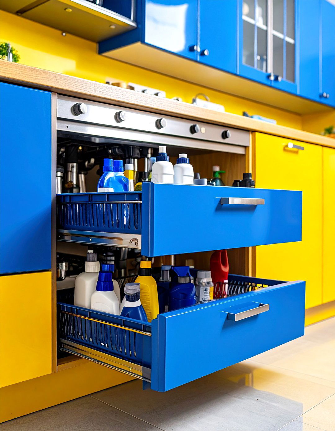 Under Sink Pull Out Organizer - 30 kitchen cabinet storage ideas