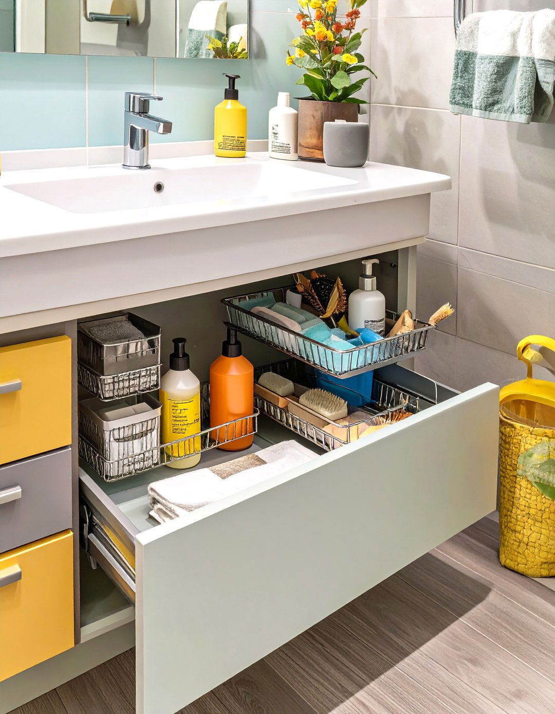 Under Sink Pull Out Organizers - 30 teen bathroom ideas